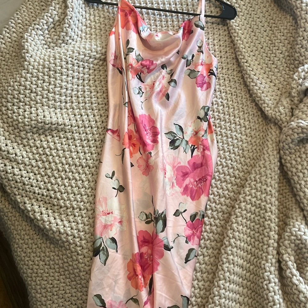 Pink above the ankle dress silk